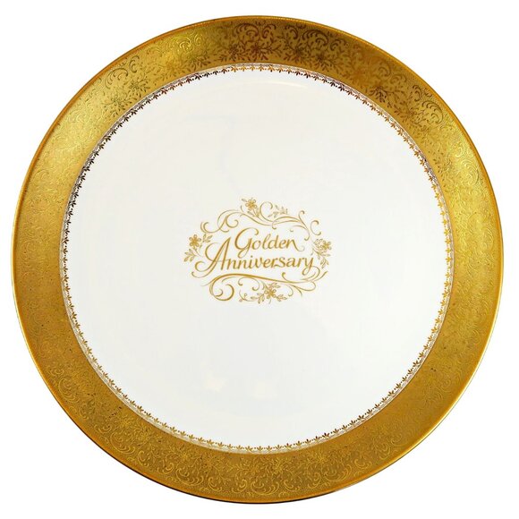 Vintage Golden Anniversary Plate Set Lefton & Bavaria Porcelain 1960s - Picture 3 of 8